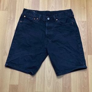 Vintage Levi’s 501 Black Denim Jeans Shorts Button Fly Brown Leather Tag Men W33